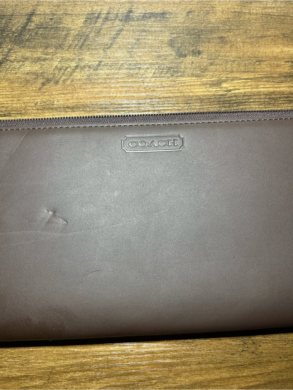COACH Brown Leather Jewelry holder with Embossed Logo